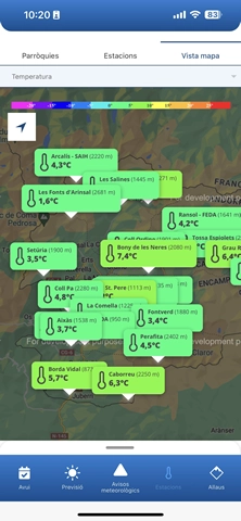 Geolocalització de les estacions en mapa